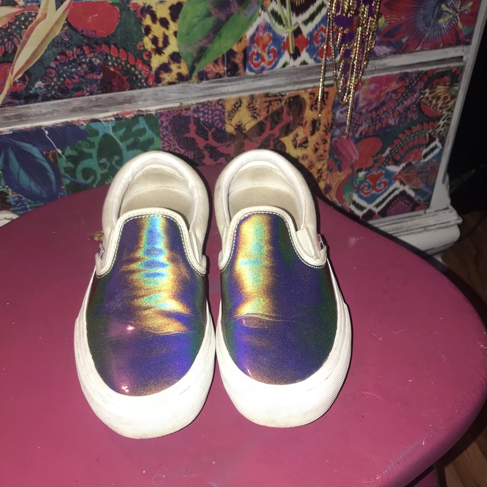 Holographic slip on vans
